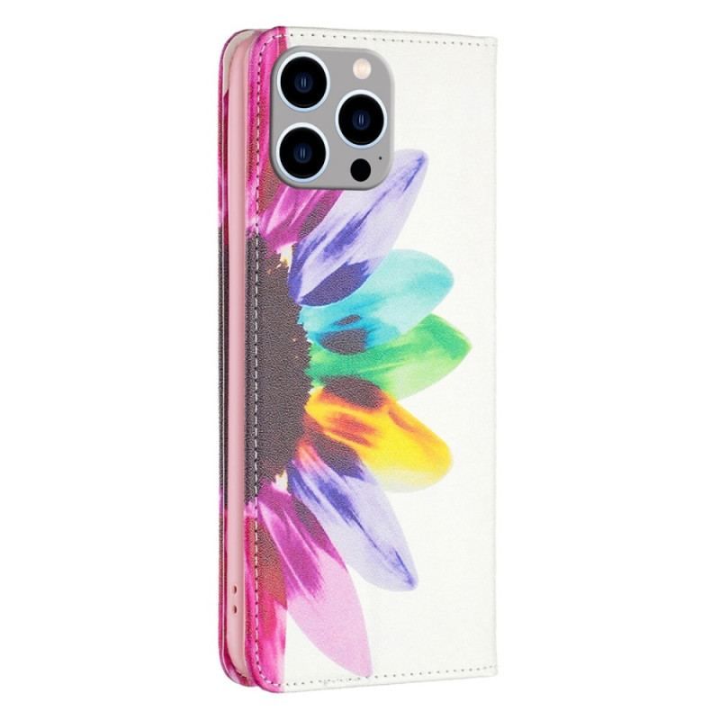 Cover iPhone 14 Pro Max Flip Cover Akvarel Blomst