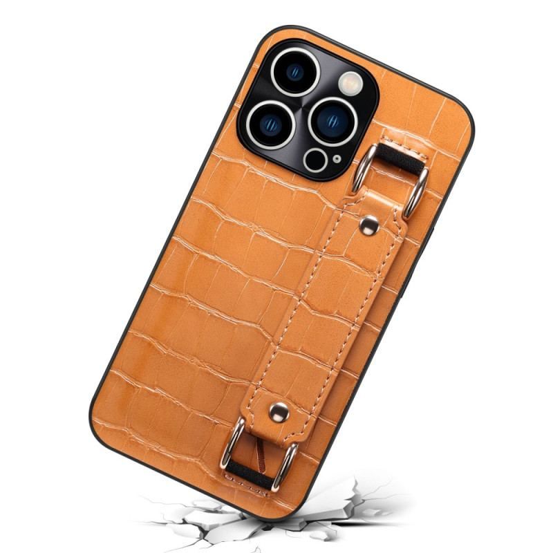 Cover iPhone 14 Pro Max Kortholder Med Croco-støttestrop