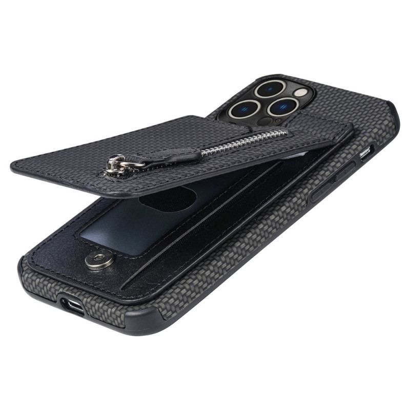 Cover iPhone 14 Pro Max Punge Etui Kulfiber Og Tegnebog