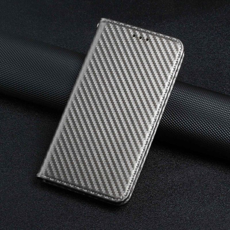 Cover iPhone 14 Pro Med Snor Flip Cover Strappy Carbon Fiber Style