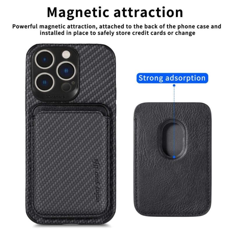 Cover iPhone 14 Pro Punge Etui Carbon Fiber Og Magnetisk Tegnebog