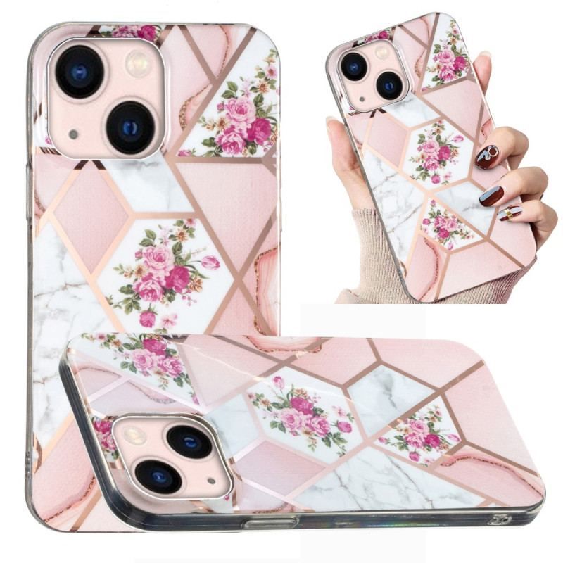 Cover iPhone 15 Plus Blomstermarmor