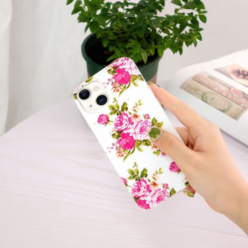 Cover iPhone 15 Plus Fluorescerende Blomster