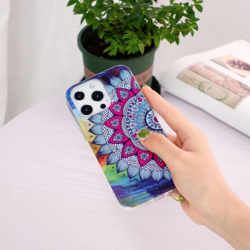 Cover iPhone 15 Pro Fluorescerende Mandala