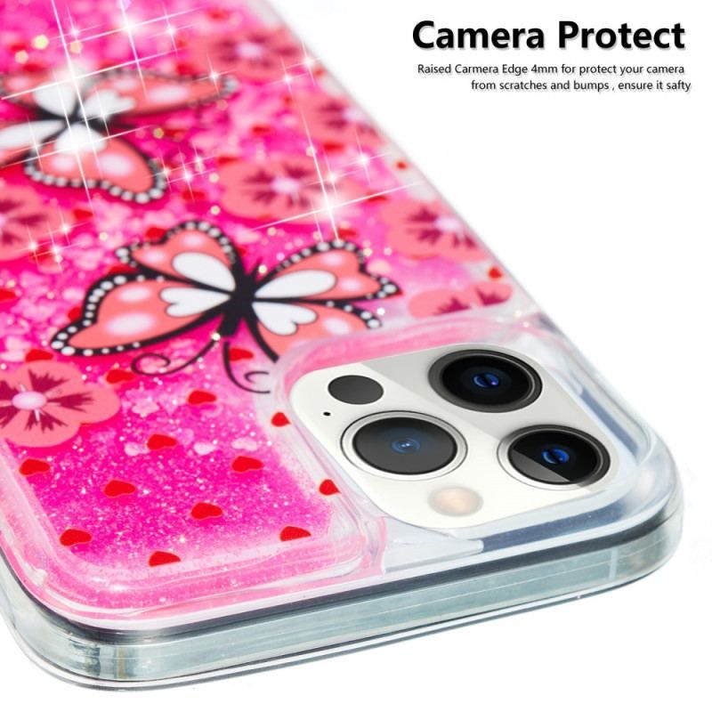 Cover iPhone 15 Pro Max Sommerfugle Glitter