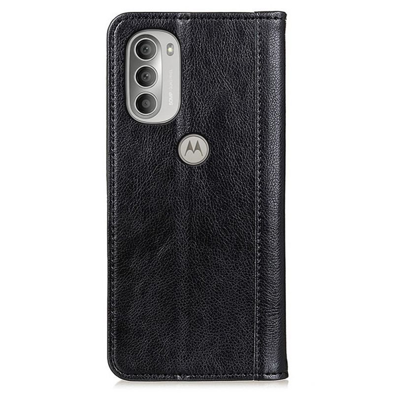 Cover Moto G51 5G Flip Cover Elegance Split Litchi Læder