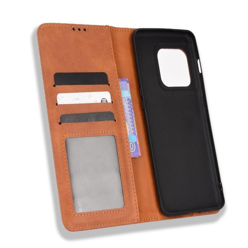 Cover OnePlus 10 Pro 5G Flip Cover Stiliseret Vintage Lædereffekt