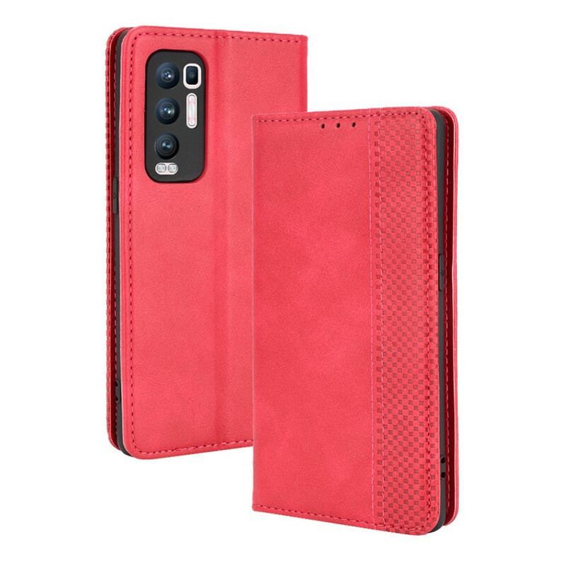 Cover Oppo Find X3 Neo Flip Cover Stiliseret Vintage Lædereffekt