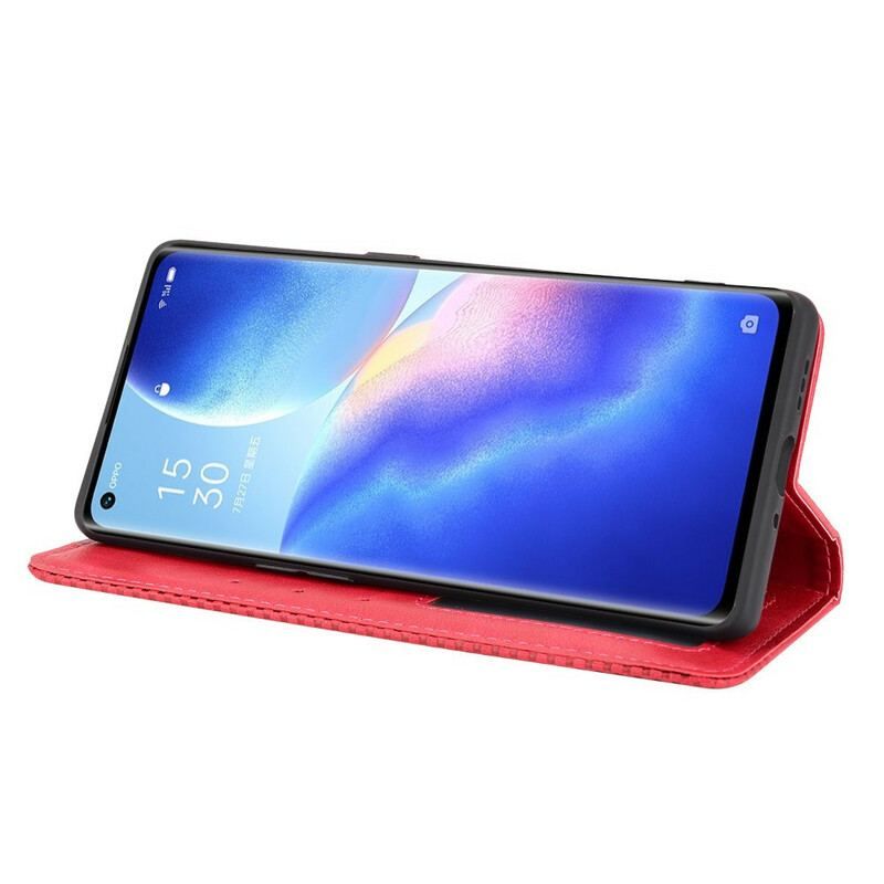 Cover Oppo Find X3 Neo Flip Cover Stiliseret Vintage Lædereffekt