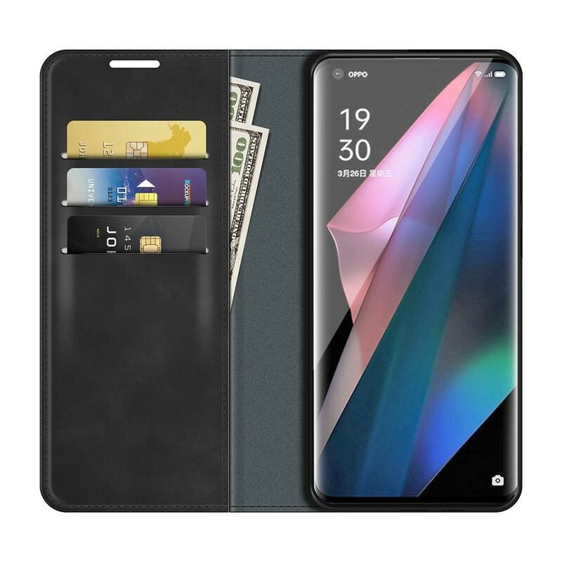 Cover Oppo Find X3 Pro Flip Cover Blødt Lædereffekt