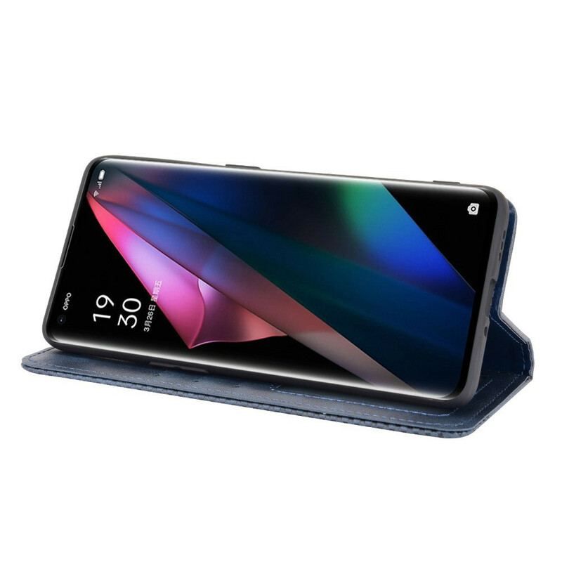 Cover Oppo Find X3 Pro Flip Cover Stiliseret Vintage Lædereffekt