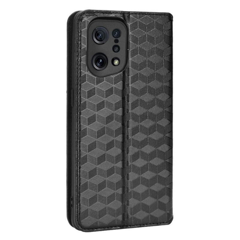 Cover Oppo Find X5 Flip Cover Diamant Læder Effekt