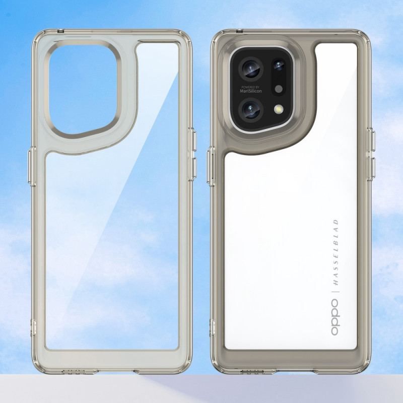 Cover Oppo Find X5 Hybrid Gennemsigtige Farvede Kanter