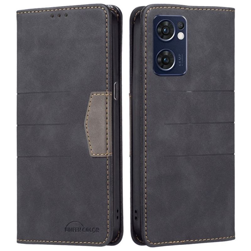 Cover Oppo Find X5 Lite Flip Cover Binfen Farve Læder Stil