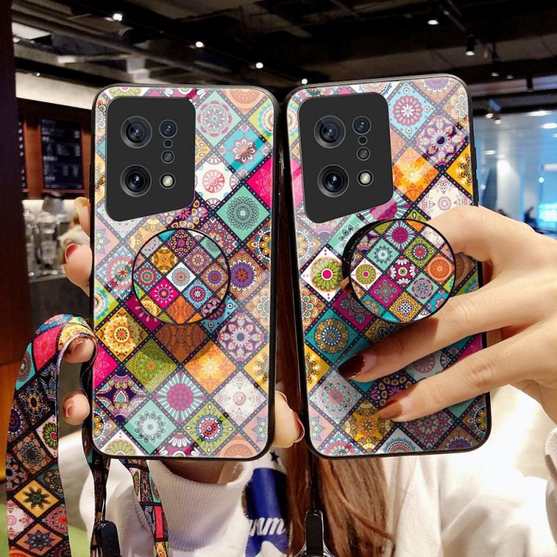 Cover Oppo Find X5 Patchwork Magnetisk Holder