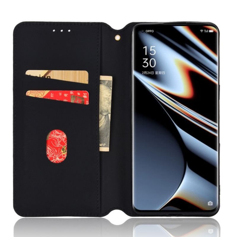 Cover Oppo Find X5 Pro Flip Cover 3d Diamant Læder Effekt