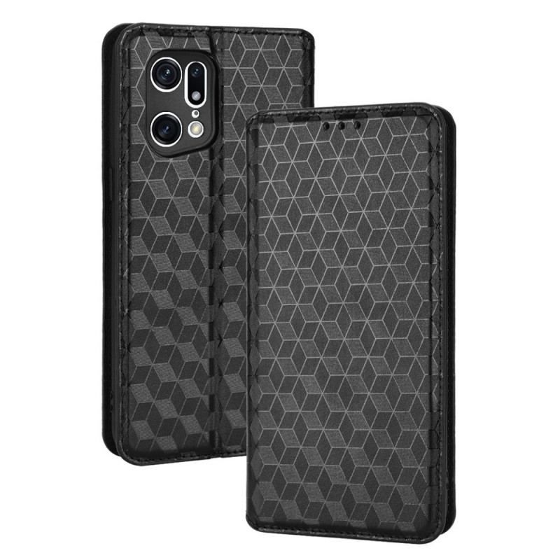 Cover Oppo Find X5 Pro Flip Cover 3d Diamant Læder Effekt