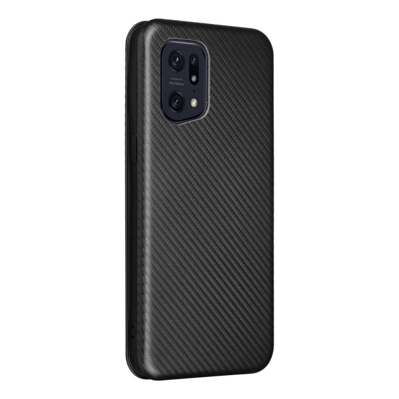 Cover Oppo Find X5 Pro Flip Cover Kulfiber Tekstur