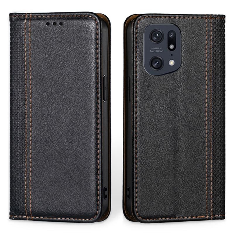 Cover Oppo Find X5 Pro Flip Cover Vintage Lædereffekt