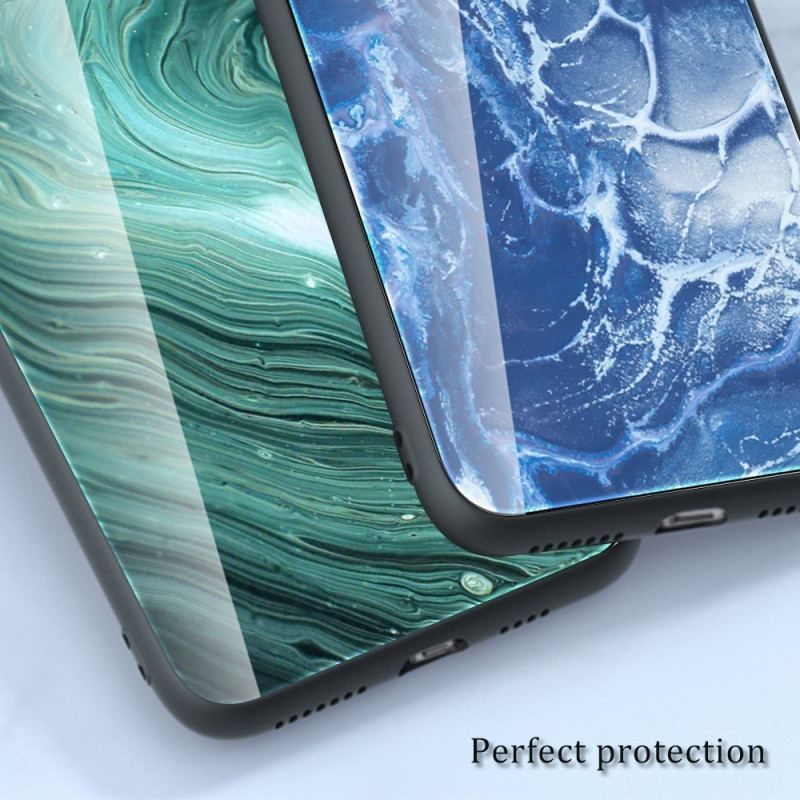 Cover Oppo Reno 8 Marmorfarver Hærdet Glas