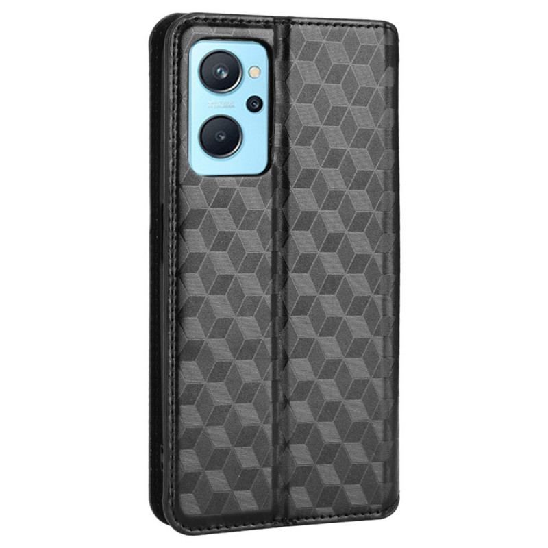 Cover Realme 9i Flip Cover 3d Kube Print