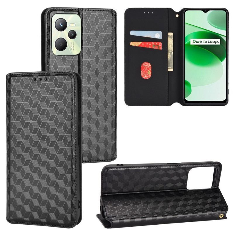 Cover Realme C35 Flip Cover Diamanter Og Terninger