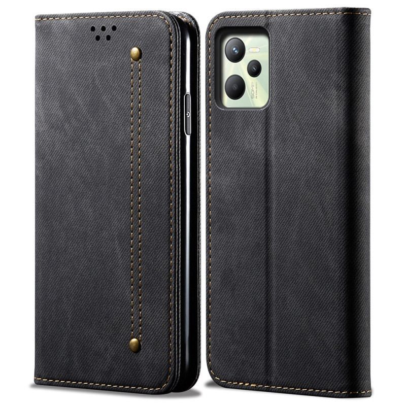 Cover Realme C35 Flip Cover Jeans Tekstur