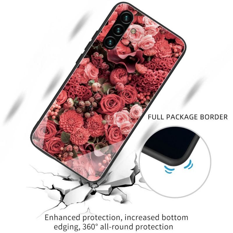 Cover Samsung Galaxy A13 5G / A04s Rose Blomster Hærdet Glas