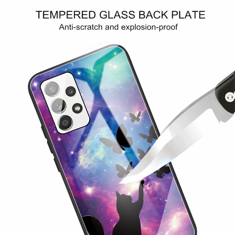 Cover Samsung Galaxy A13 Hærdet Glas Kat Og Sommerfugle