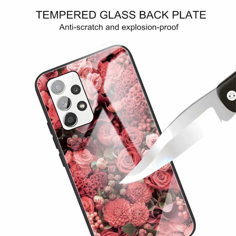 Cover Samsung Galaxy A13 Rose Blomster Hærdet Glas