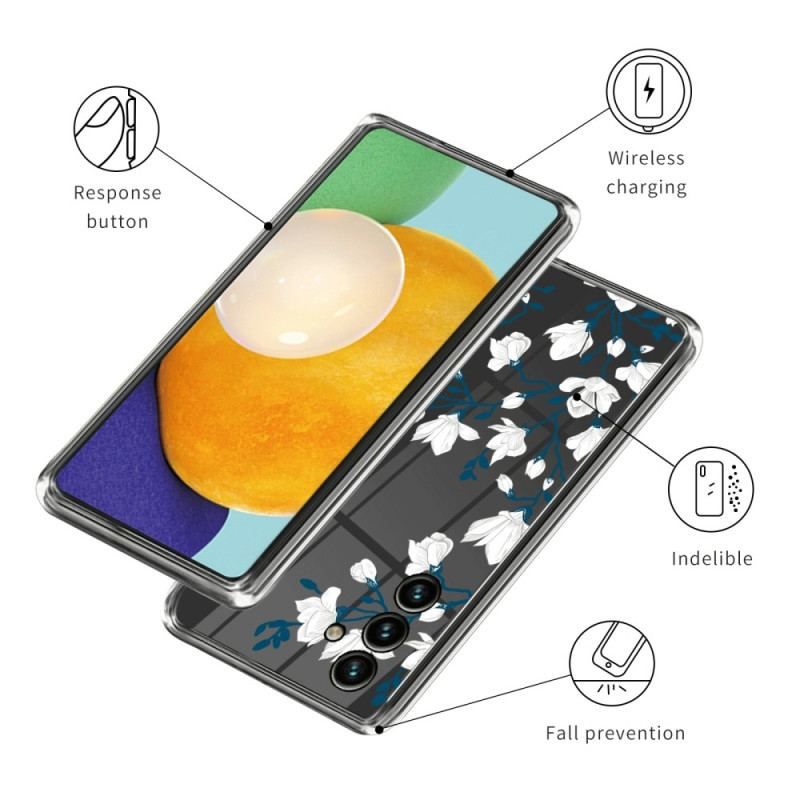 Cover Samsung Galaxy A14 / A14 5G Sømløse Hvide Blomster