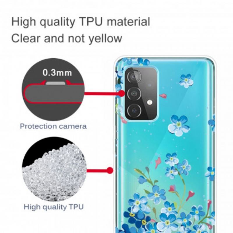 Cover Samsung Galaxy A52 4G / A52 5G / A52s 5G Blå Blomster