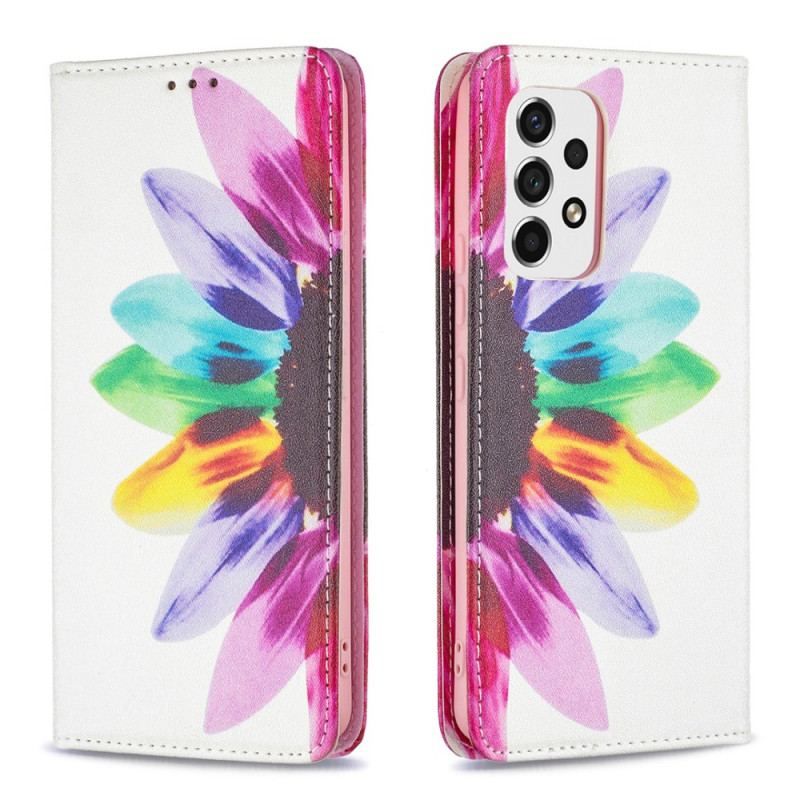 Cover Samsung Galaxy A53 5G Flip Cover Akvarel Blomst