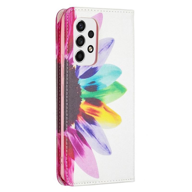 Cover Samsung Galaxy A53 5G Flip Cover Akvarel Blomst