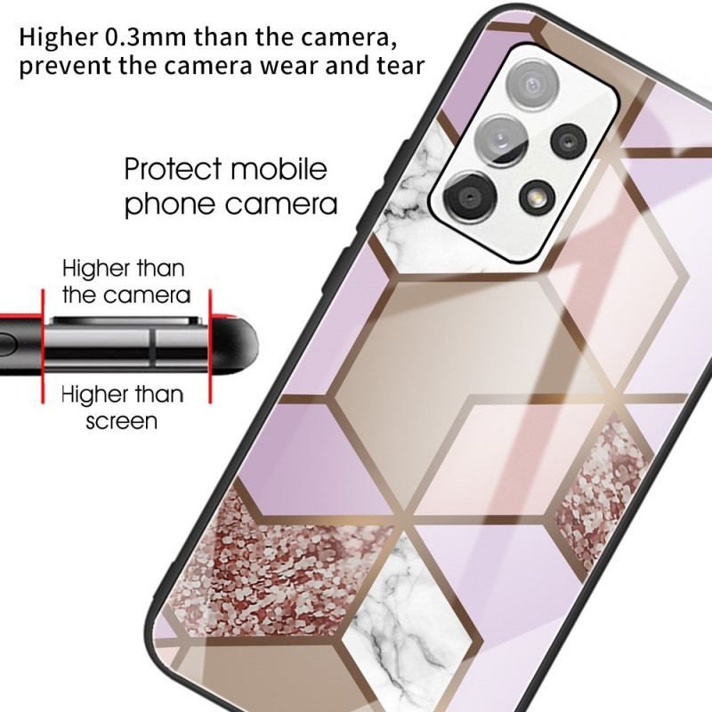 Cover Samsung Galaxy A53 5G Geometri Marmor Hærdet Glas