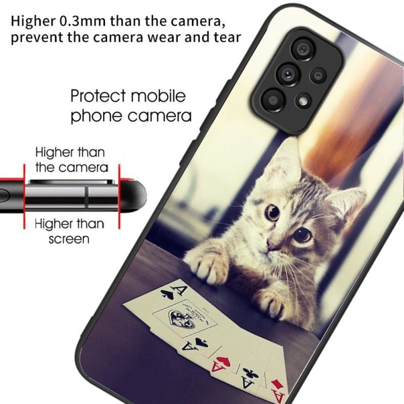 Cover Samsung Galaxy A53 5G Poker Cat Hærdet Glas