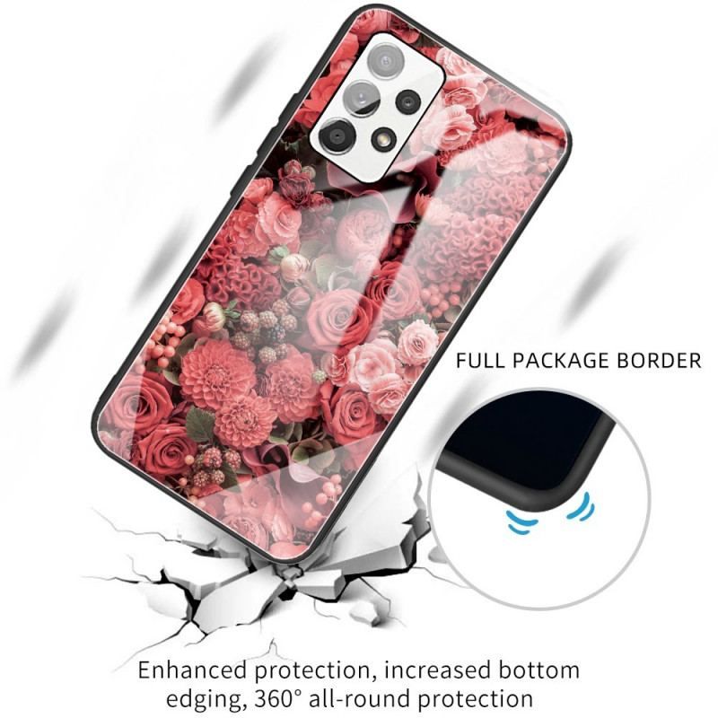 Cover Samsung Galaxy A53 5G Rose Blomster Hærdet Glas