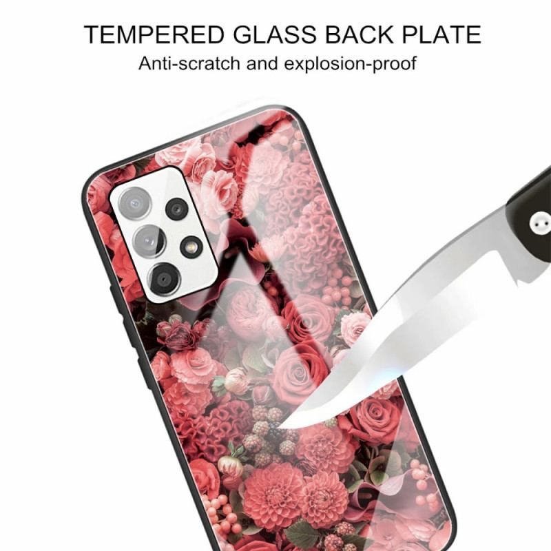 Cover Samsung Galaxy A53 5G Rose Blomster Hærdet Glas