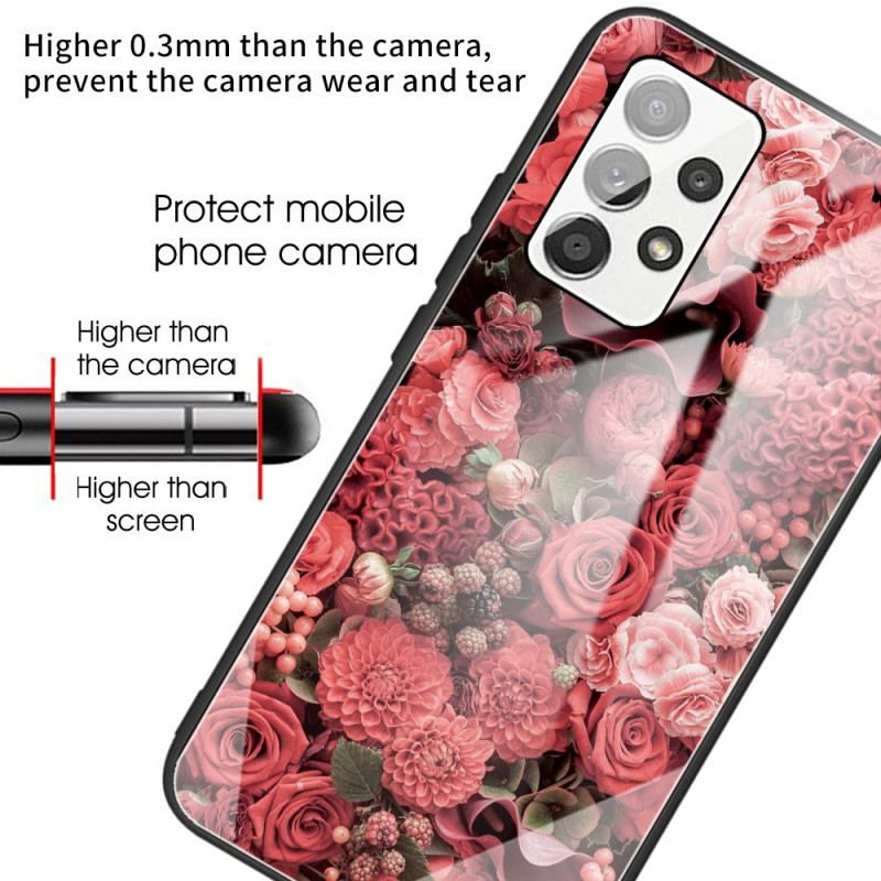 Cover Samsung Galaxy A53 5G Rose Blomster Hærdet Glas