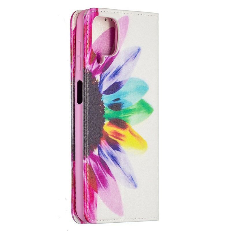 Cover Samsung Galaxy M12 / A12 Flip Cover Akvarel Blomst