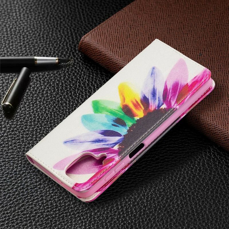 Cover Samsung Galaxy M12 / A12 Flip Cover Akvarel Blomst