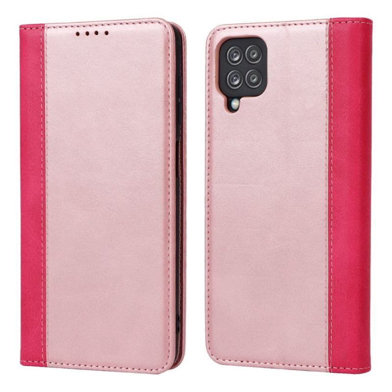 Cover Samsung Galaxy M12 / A12 Flip Cover Tofarvet Læderstil