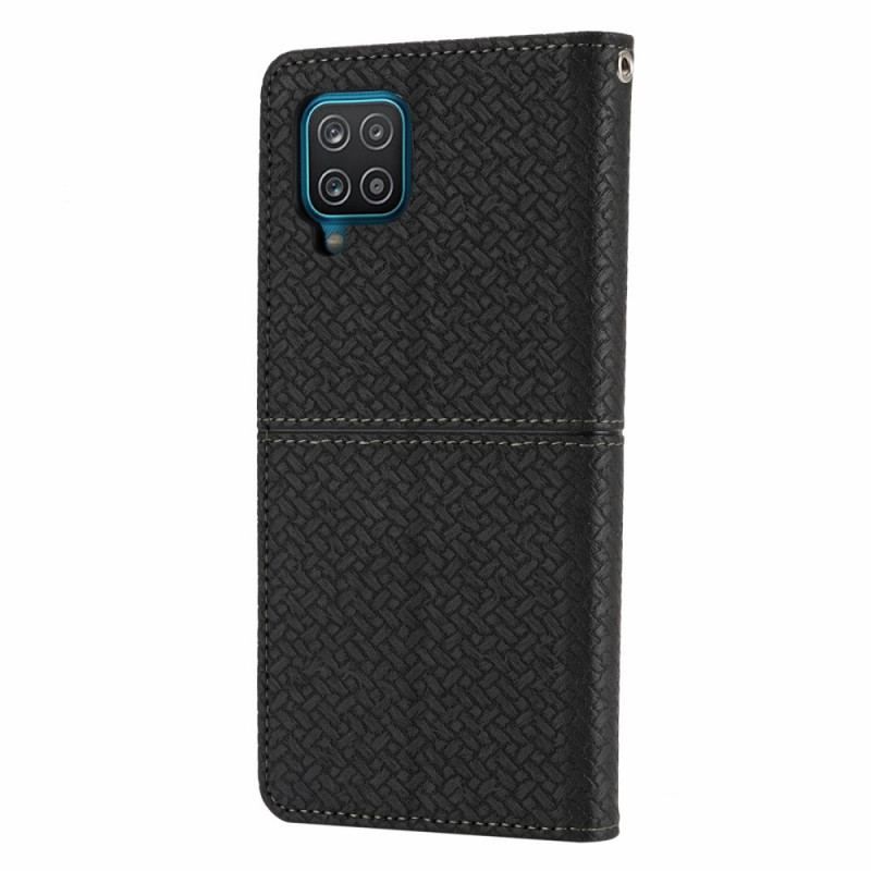 Cover Samsung Galaxy M12 / A12 Med Snor Flip Cover Strappy Vævet Læder Stil