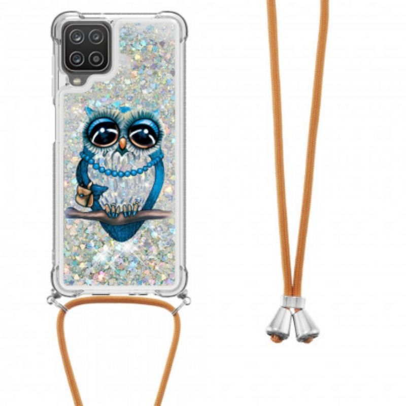 Cover Samsung Galaxy M12 / A12 Med Snor Sequin Snøre Miss Owl