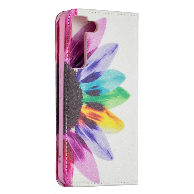 Cover Samsung Galaxy S22 5G Flip Cover Akvarel Blomst