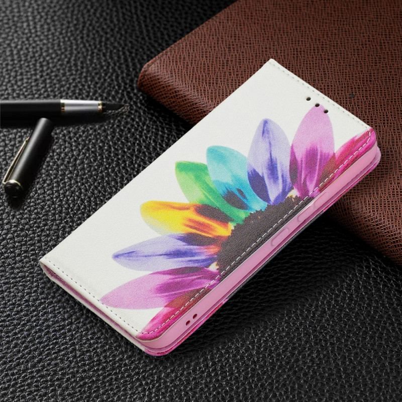 Cover Samsung Galaxy S22 5G Flip Cover Akvarel Blomst