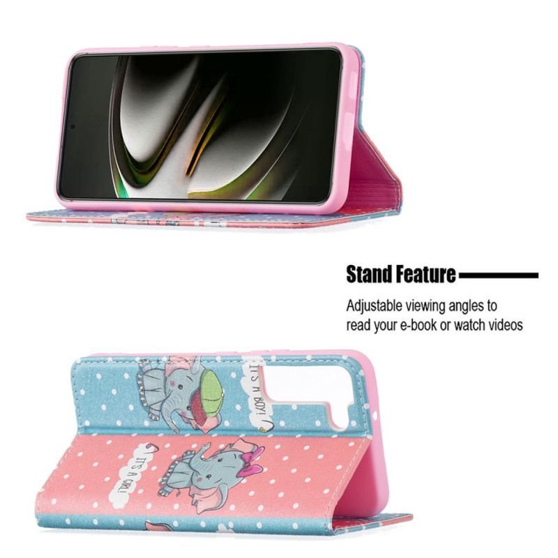 Cover Samsung Galaxy S22 5G Flip Cover Baby Elefanter