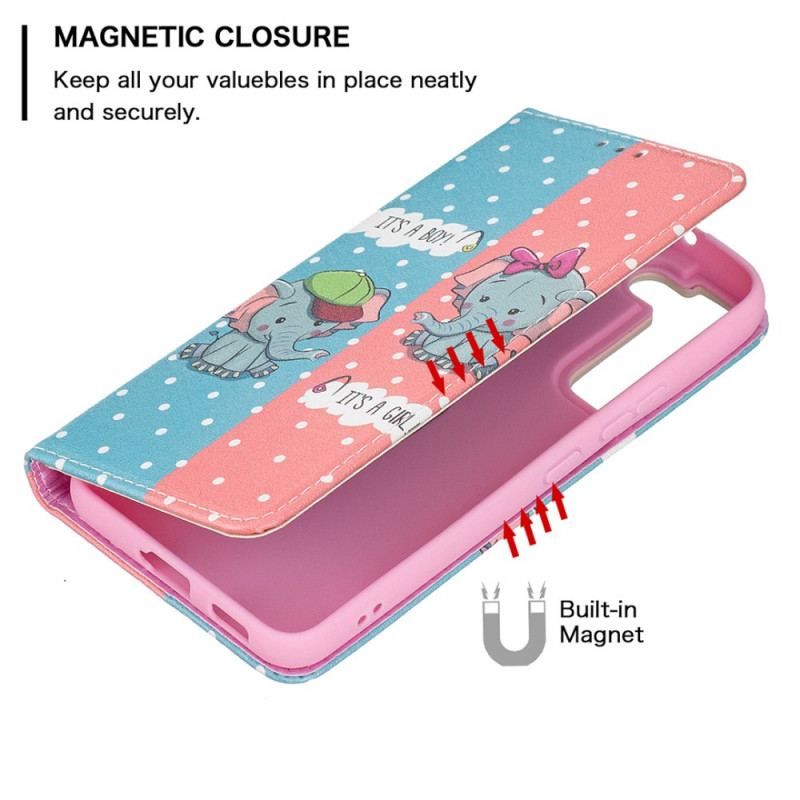 Cover Samsung Galaxy S22 5G Flip Cover Baby Elefanter