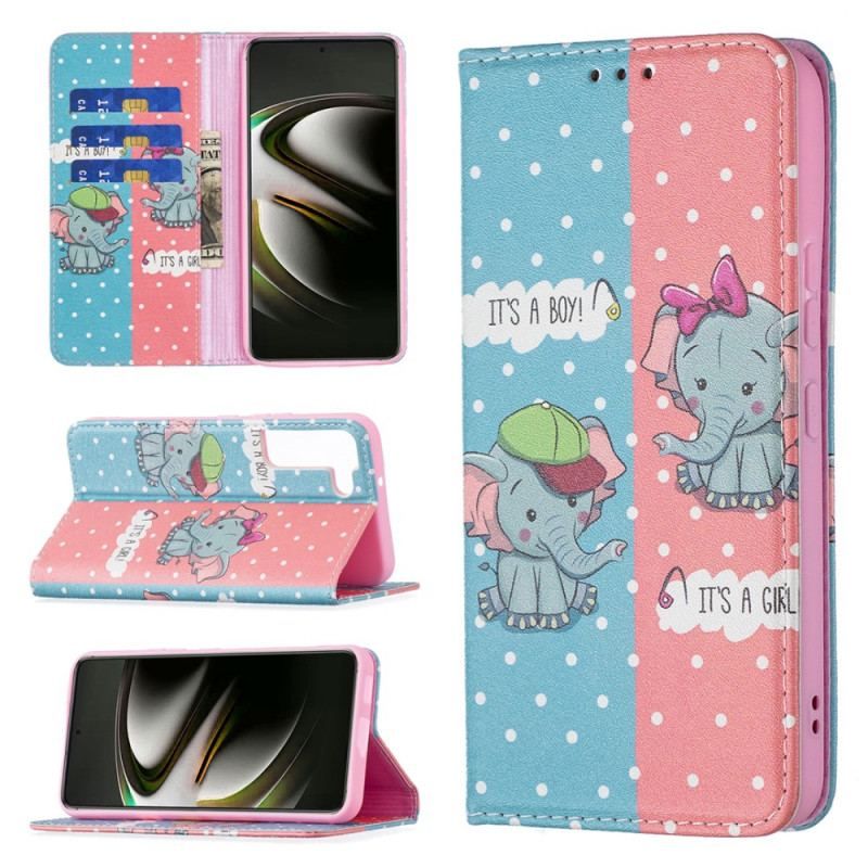 Cover Samsung Galaxy S22 5G Flip Cover Baby Elefanter