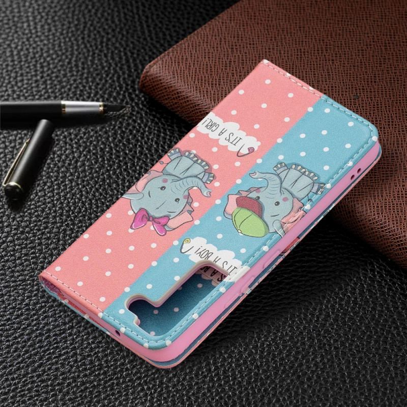 Cover Samsung Galaxy S22 5G Flip Cover Baby Elefanter